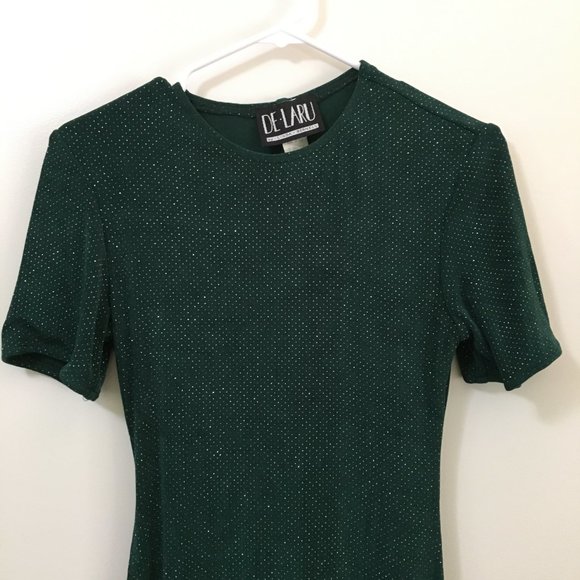 Women’s Vintage Green Sparkle Dress - Picture 6 of 6